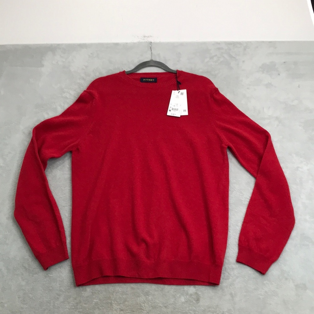 Piombo Men's Red Lambswool Crewneck Sweater Size L New
